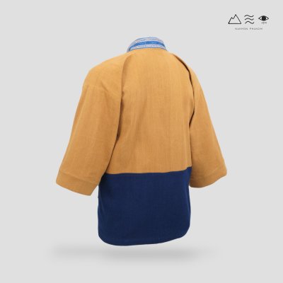 KHID เสื้อคลุมกิโมโน ผ้าสีเปลือกไม้ ลายยกขิด ยาว