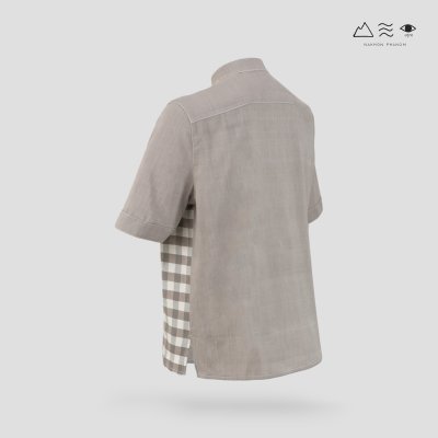 EPO เสื้อเชิ้ตแขนสั้น คอจีน ช เทา