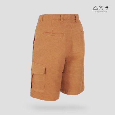 กางเกงขาสั้นคาร์โก้ ผ้าทอมือ เปลือกไม้