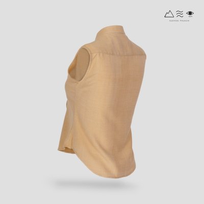 เสื้อเชิ้ตแขนกุดตีเกล็ดทวิสต์ - สั้น เปลือกไม้