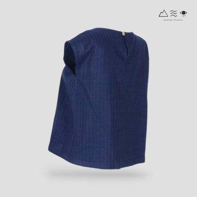 เสื้อคอจีบผ้าฝ้ายทอมือ ครามเข้ม