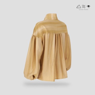 เสื้อโบว์คอแขนยาว ผ้าทอมือย้อมสีเปลือกไม้