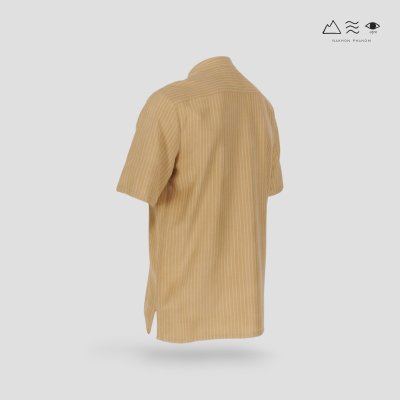 เสื้อเชิ้ตคอจีนแขนสั้น ผ้าทอมือ เปลือกไม้
