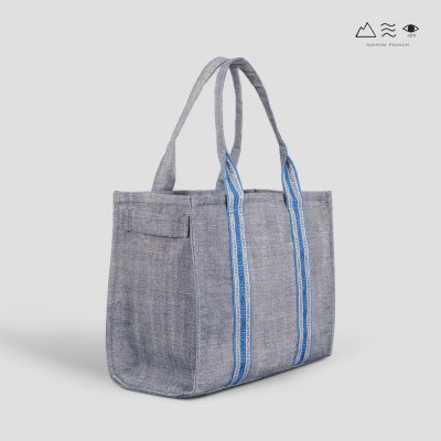 KHID กระเป๋า Tote ผ้าทอมือ สายยกขิด - ครามเทา