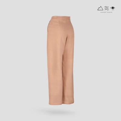 กางเกงขาแคบ ซิปหน้า ผ้าทอมือ 4 ตะกอ เปลือกไม้