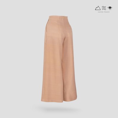 กางเกงขาบาน ซิปหลัง ผ้าทอมือ 4 ตะกอ เปลือกไม้