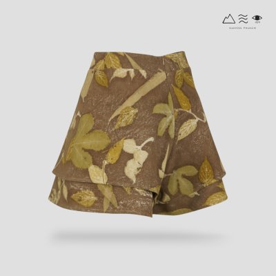 ECO กางเกงขาสั้น ระบาย 2 ชั้น สียูคาลิปตัส