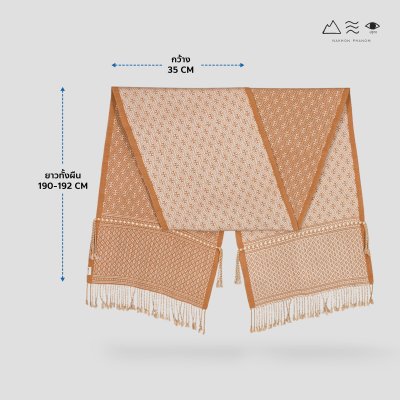 ผ้าพันคอขิดไทกะเลิง ลายดอกมะขวิด - เปลือกไม้