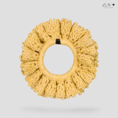 ยางรัดผมถักฝ้าย ย้อมคราม-ดอกดาวเรือง