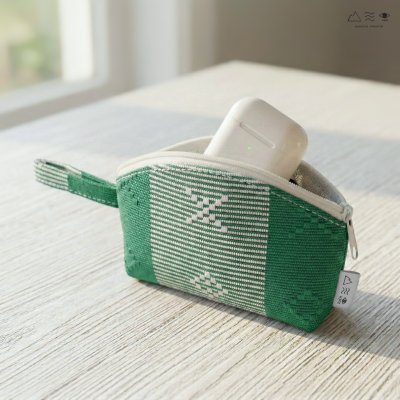 กระเป๋าเหรียญ ผ้ายกลายตีนซิ่น - เขียว