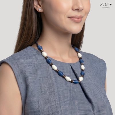 สร้อยคอ กระสวยฝ้ายย้อมสีธรรมชาติ D