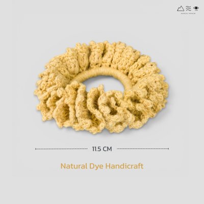 ยางรัดผมถักฝ้าย ย้อมคราม-ดอกดาวเรือง