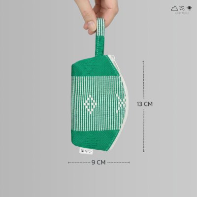 กระเป๋าเหรียญ ผ้ายกลายตีนซิ่น - เขียว