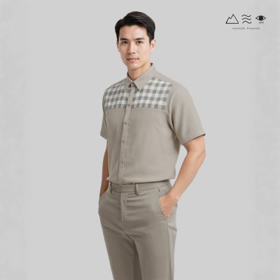 EPO เสื้อเชิ้ตแขนสั้น คอปก ช เทา EPO เสื้อเชิ้ตแขนสั้น คอปก ช เทา