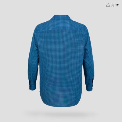 เสื้อเชิ้ต ช แขนยาว ผ้าทอมือ ครามตาราง