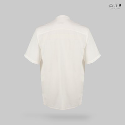 เสื้อเชิ้ต ช คอจีน แขนสั้น กระดุมยาว ขาว