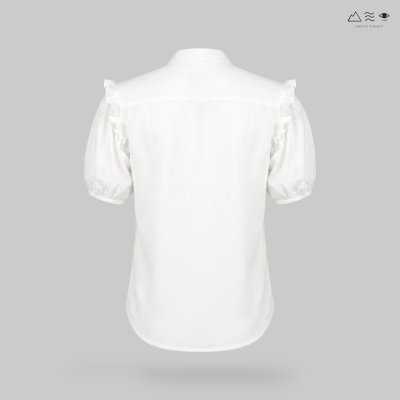 เสื้อผ้าฝ้ายทอมือ คอจีนแขนตุ๊กตา - ขาว
