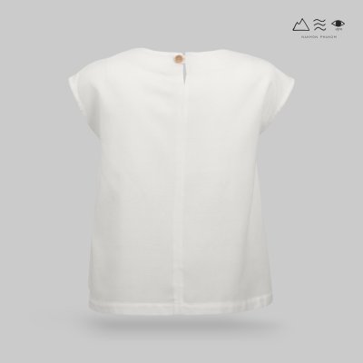 เสื้อคอจีบผ้าฝ้ายทอมือ ขาวธรรมชาติ