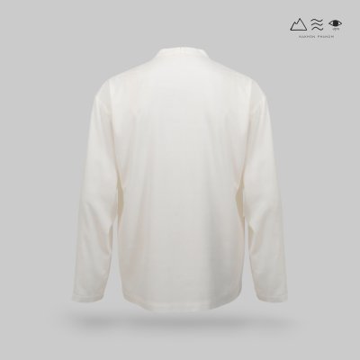 เสื้อเชิ้ตแขนยาวคอญี่ปุ่น ผ้าฝ้ายทอมือ ขาวธรรมชาติ