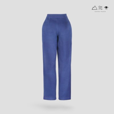 กางเกงขาแคบ ซิปหน้า ผ้าทอมือ 4 ตะกอ ครามเข้ม