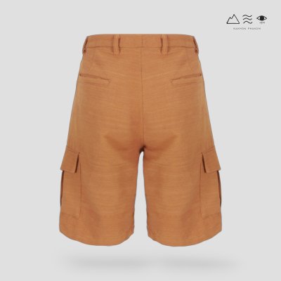 กางเกงขาสั้นคาร์โก้ ผ้าทอมือ เปลือกไม้