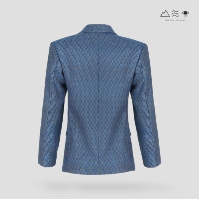 สูท ญ ผ้าทอมือลายราชวัตร คราม