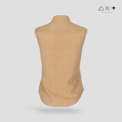 เสื้อเชิ้ตแขนกุดตีเกล็ดทวิสต์ - สั้น เปลือกไม้