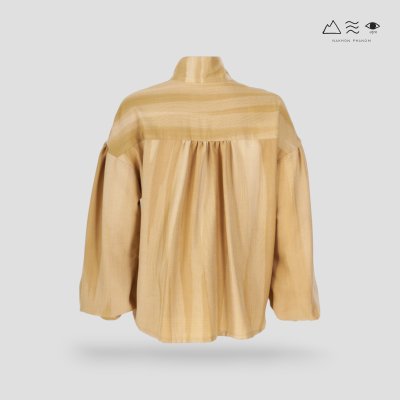 เสื้อโบว์คอแขนยาว ผ้าทอมือย้อมสีเปลือกไม้
