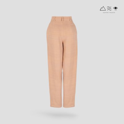 กางเกงทรงแคบ จีบเอว ผ้าทอมือ 4 ตะกอ เปลือกไม้