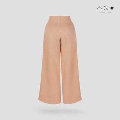 กางเกงขาบาน ซิปหลัง ผ้าทอมือ 4 ตะกอ เปลือกไม้