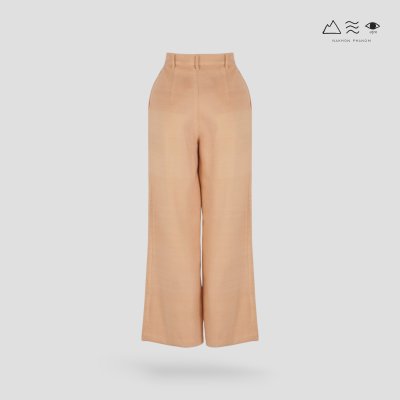 กางเกงขาบาน จีบเอว ผ้าทอมือ 4 ตะกอ เปลือกไม้