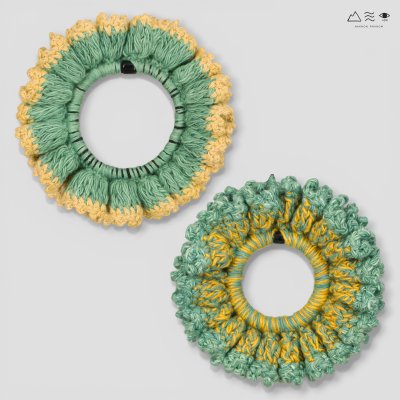 ยางรัดผมถักฝ้าย ย้อมเปลือกมะม่วง-ดาวเรือง