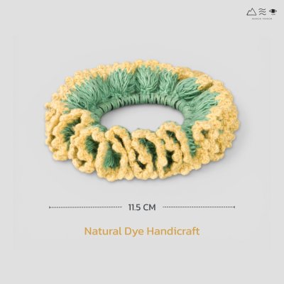 ยางรัดผมถักฝ้าย ย้อมเปลือกมะม่วง-ดาวเรือง