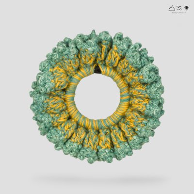 ยางรัดผมถักฝ้าย ย้อมเปลือกมะม่วง-ดาวเรือง