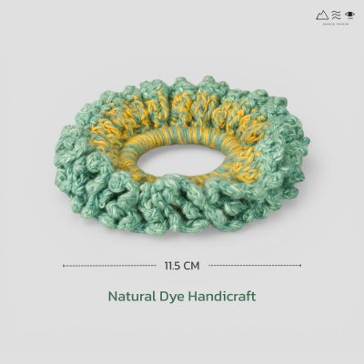 ยางรัดผมถักฝ้าย ย้อมเปลือกมะม่วง-ดาวเรือง