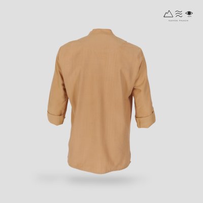 เสื้อเชิ้ตคอจีนแขน 3 ส่วนผ้าทอมือ เปลือกไม้