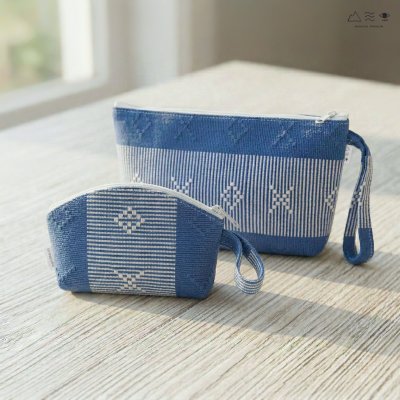 กระเป๋าเหรียญ ผ้ายกลายตีนซิ่น - ฟ้า