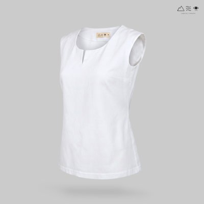 เสื้อแขนกุด ญ ผ้าฝ้ายทอมือ - ขาว