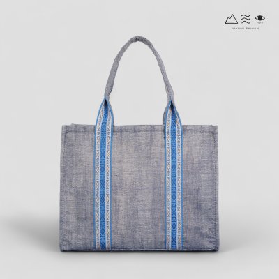 KHID กระเป๋า Tote ผ้าทอมือ สายยกขิด - ครามเทา