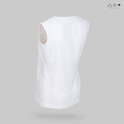 เสื้อแขนกุด ญ ผ้าฝ้ายทอมือ - ขาว
