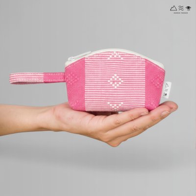 กระเป๋าเหรียญ ผ้ายกลายตีนซิ่น - ชมพู