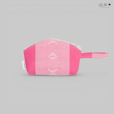 กระเป๋าเหรียญ ผ้ายกลายตีนซิ่น - ชมพู