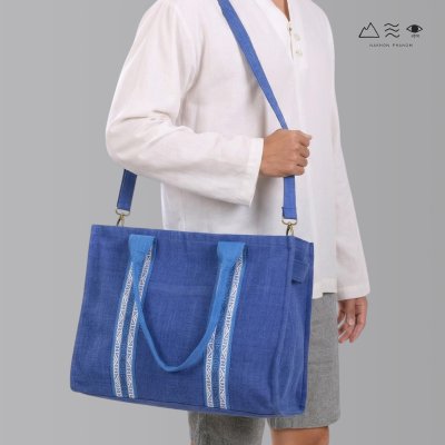 KHID กระเป๋า Tote ผ้าคราม สายยกขิด