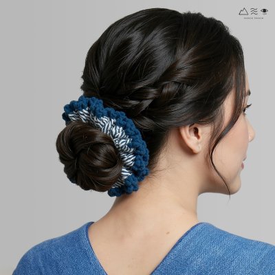 ยางรัดผมถักฝ้าย ย้อมคราม-ธรรมชาติ