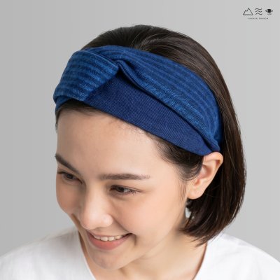 ผ้าคาดผมแบบไขว้ทอมือ ย้อมคราม 003
