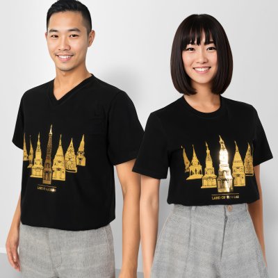 เสื้อยืดพระธาตุฟอยล์ ดำ