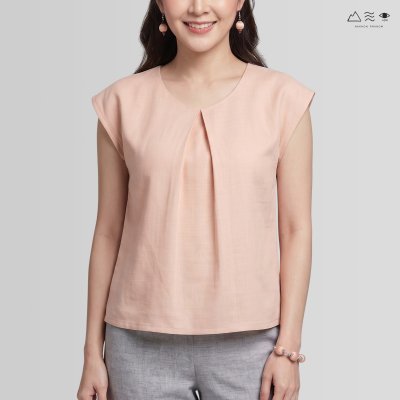 เสื้อคอจีบผ้าฝ้ายทอมือ เปลือกไม้