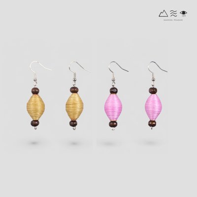 ต่างหู กระสวยฝ้ายย้อมสีธรรมชาติ B