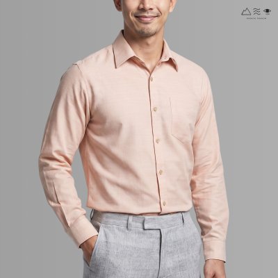 เสื้อเชิ้ต ช แขนยาว ผ้าทอมือ เปลือกไม้