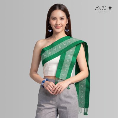 ผ้าสไบทอมือ ลายยกดอก - 007